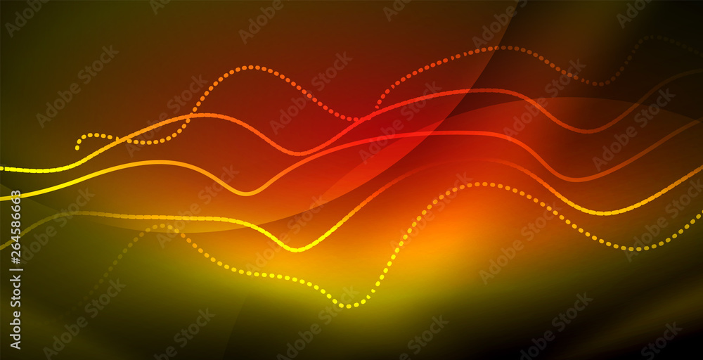 Glowing abstract wave on dark, shiny motion, magic space light. Techno abstract background Glowing abstract wave on dark, shiny motion, magic space light. Techno abstract background