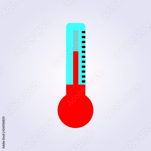 red and green Thermometer light grey background Icon