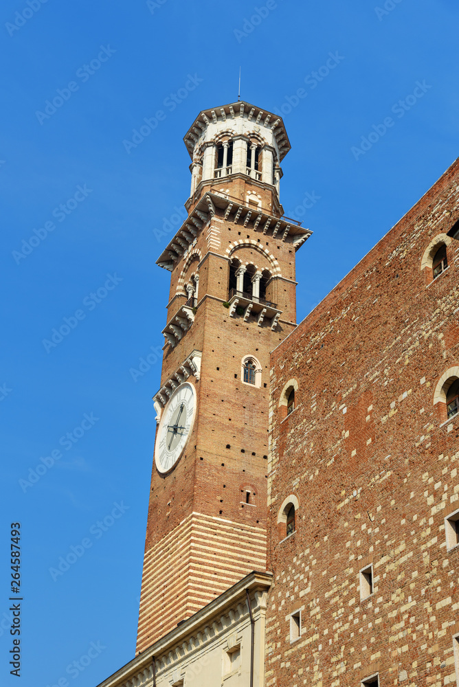 Torre dei Lamberti is high tower. Verona. Italy