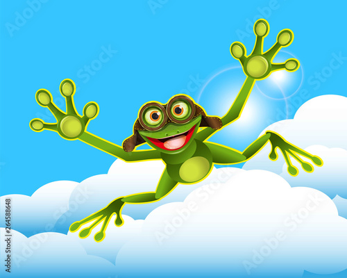 Stock Illustration Frog in the Clouds