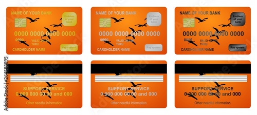 Bank card birds in sky on sunrise