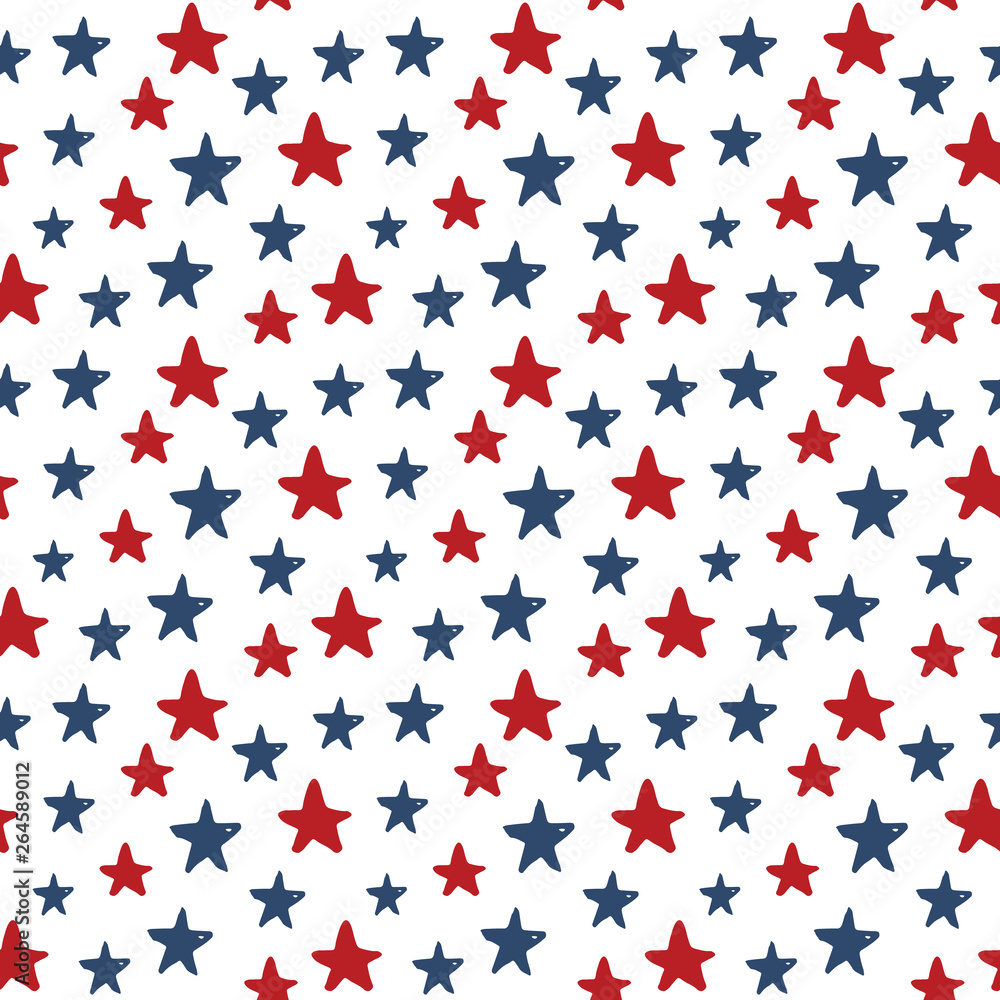 Fototapeta premium Star seamless pattern, Hand drawn sketched doodle stars, vector illustration