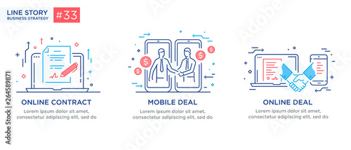 Set of illustrations concept with businessmen. Workflow, growth, graphics. Business development, milestones. linear illustration Icons infographics. Landing page site print poster. Line story