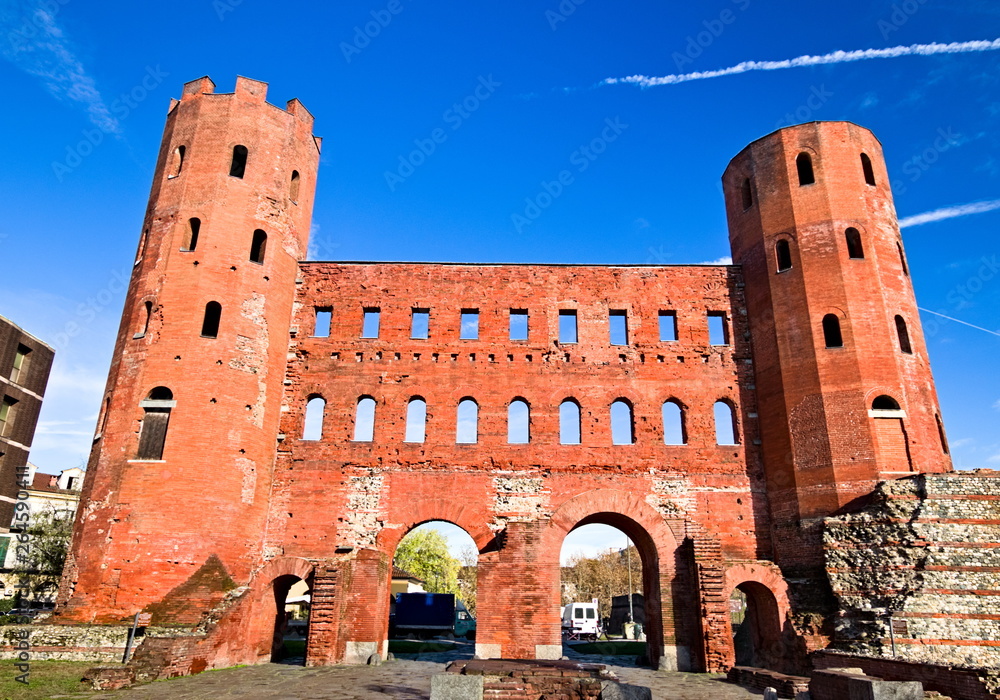 The Palatine Gate is a Roman Age city gate in Turin, Italy. The gate provided access through the city walls of Julia Augusta Taurinorum. It is one of the best preserved 1st-century BC Roman gates.