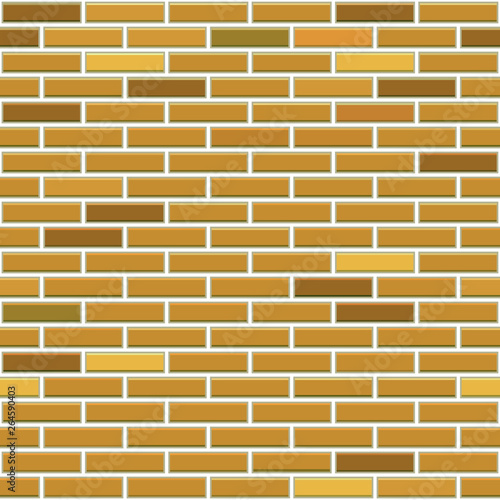  Seamless pattern of brickwork, in yellow, beige tones. Vector background, imitation of a wall in a loft style or a facade of a building