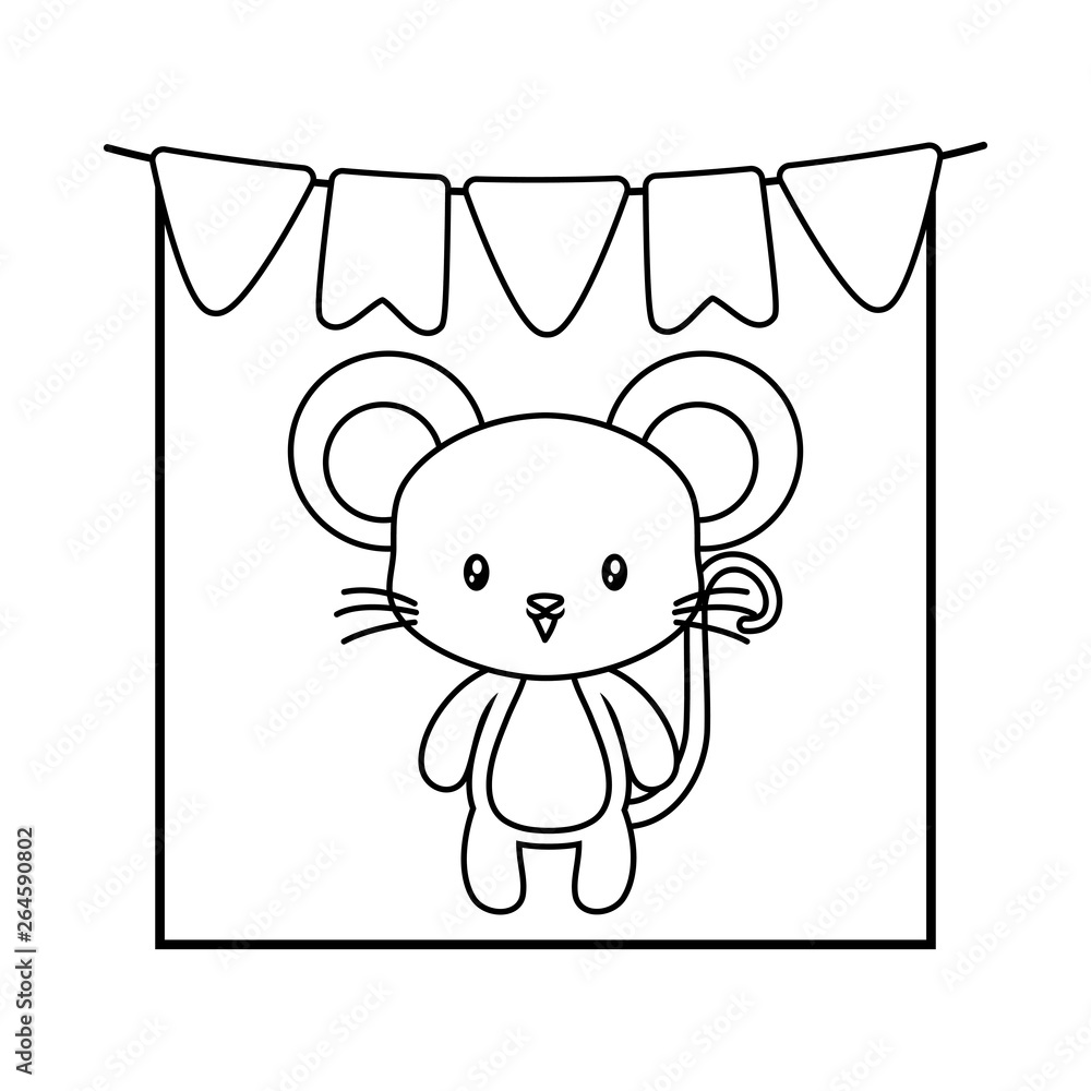 cute mouse animal with garlands hanging cute mouse animal with garlands hanging