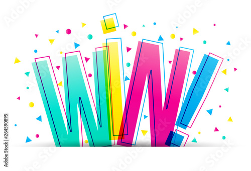 Win! colorful word vector design banner card