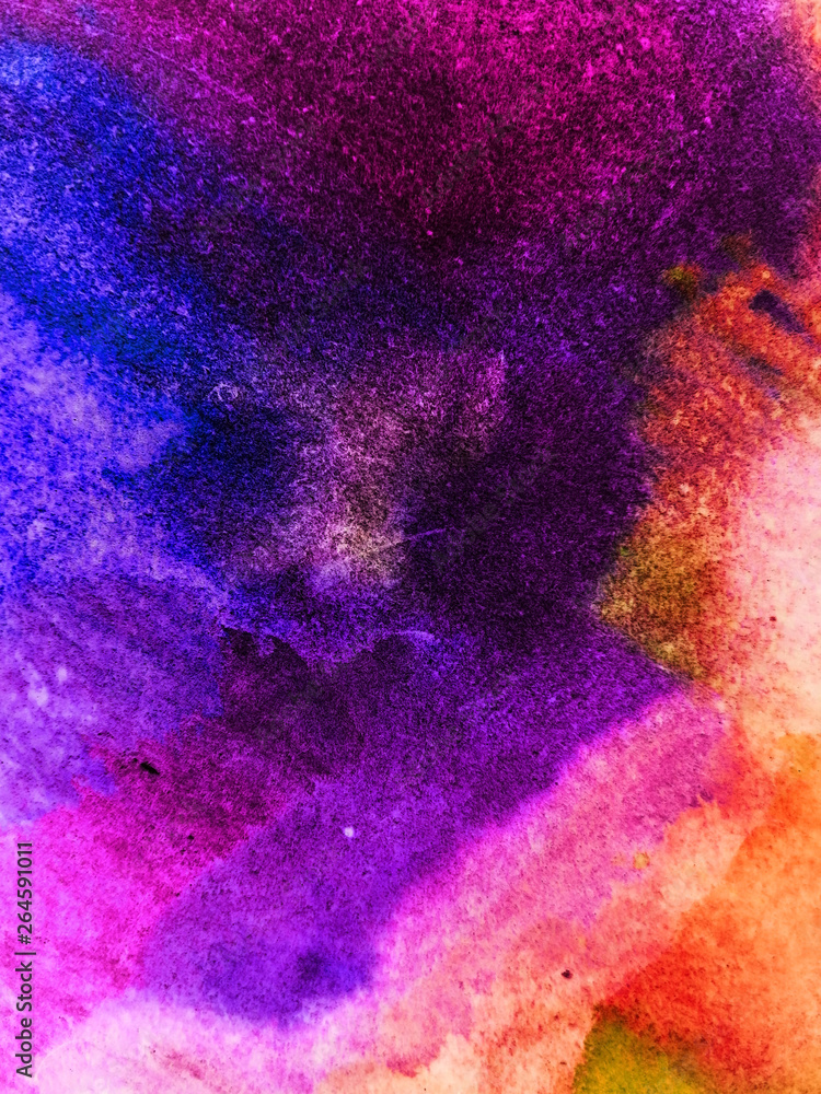 Watercolor background. Abstract background, hand-painted texture, watercolor painting, splashes, drops of paint, paint smears. Design for backgrounds, wallpapers, covers and packaging.