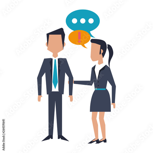 Businessman and businesswoman discuting photo