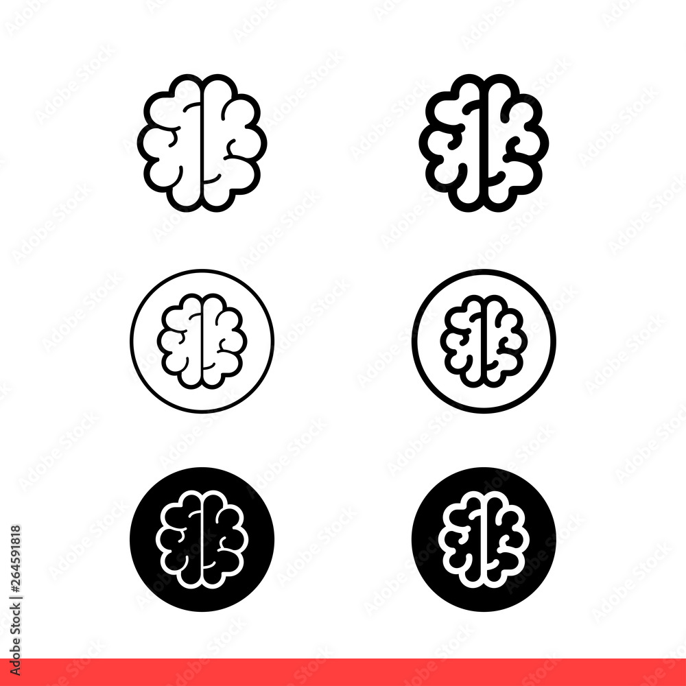 Brain icon set, idea symbol collection. Simple, flat design on white background Brain icon set, idea symbol collection. Simple, flat design on white background