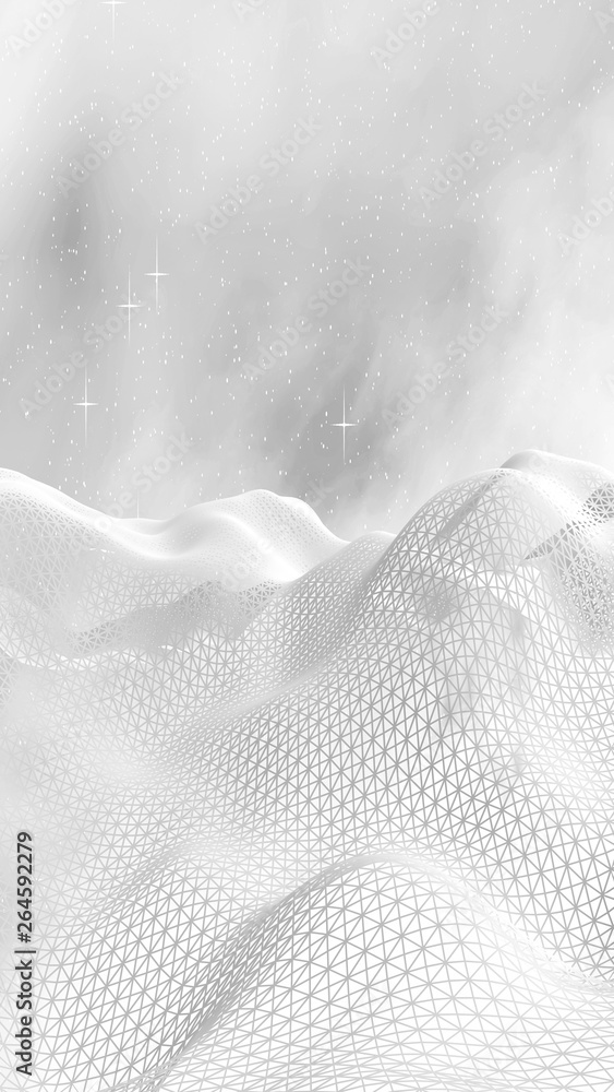 White abstract background. Hi tech network. Cyberspace grid. Outer space. Starry outer space texture. 3D illustration White abstract background. Hi tech network. Cyberspace grid. Outer space. Starry outer space texture. 3D illustration
