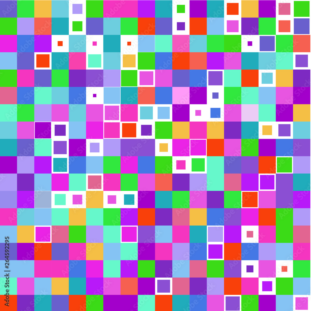 Mosaic of a bright colorful squares on a white background. NH