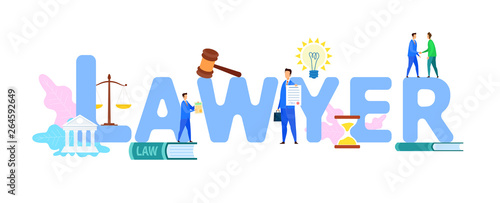 Lawyer Web Banner Flat Vector Template With Text