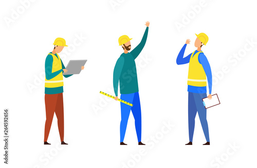 Construction Team, Crew Cartoon Characters Set