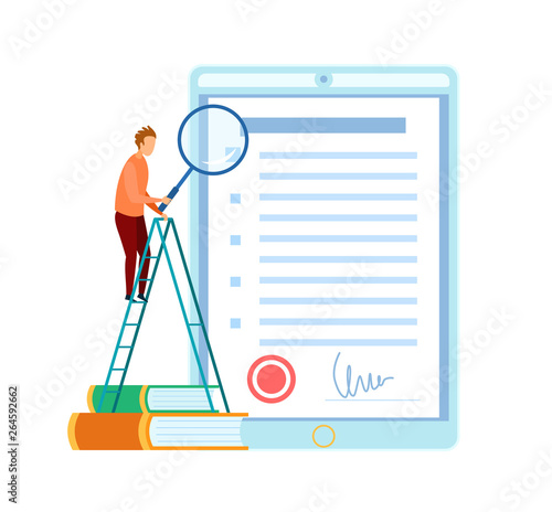 Man Checking Business Contract Flat Illustration