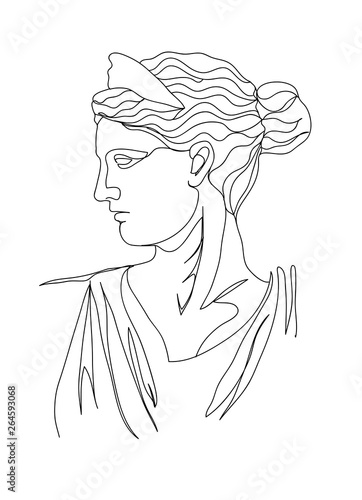 One line drawing sketch. Sculpture vector illustration.Modern single line art, aesthetic contour. Perfect for home decor such as posters, wall art, tote bag, t-shirt print, sticker, post card.