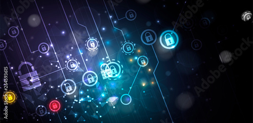 Cybersecurity and information or network protection. Future technology web services for business and internet project