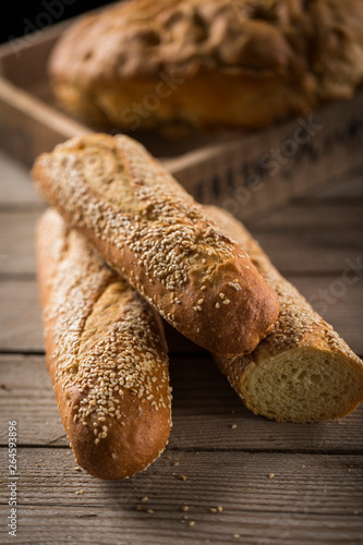 basket with baguettes  photo