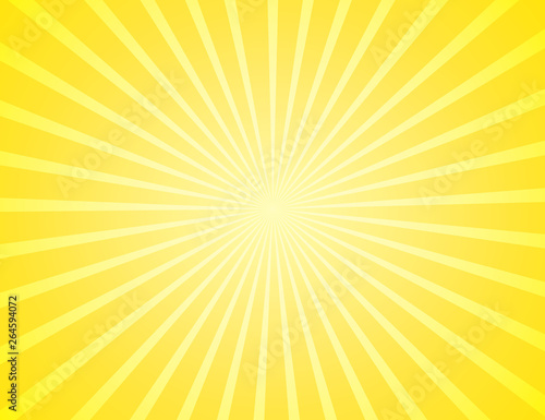 Sunburst yellow rays pattern. Radial sunburst ray background vector illustration. Sun background