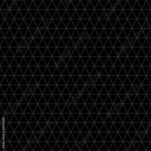Grey line triangle seamless pattern graphic on black background vector.