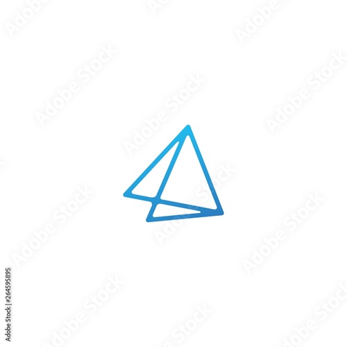 double triangle line art outline logo vector icon illustration