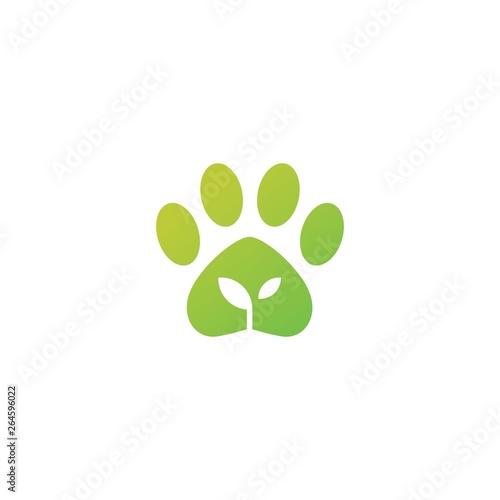 paw leaf organic pet food logo vector icon illustration