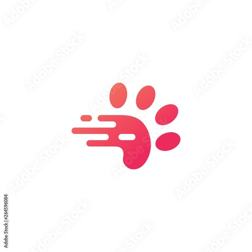 paw dash tech fast quick logo vector icon illustration