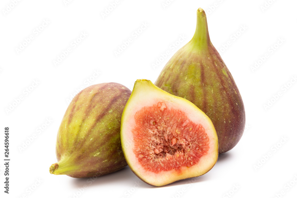 Fig fruits isolated on white background. Top view. Flat lay pattern Fig fruits isolated on white background. Top view. Flat lay pattern