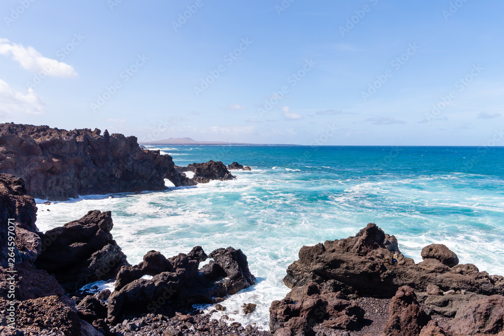 A view of a beach of Lanzarote, Canary Islands, Spain.