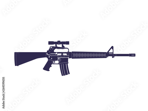 assault rifle, automatic gun with optical scope