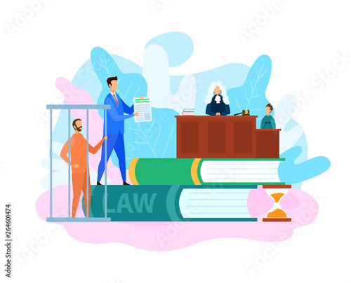 Courtroom Trial Process, Judgement Illustration