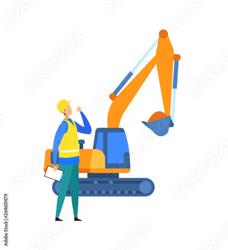 Excavation, Construction Site Vector Illustration