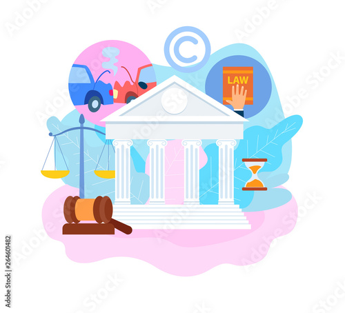Insurance Trial Process Flat Vector Illustration
