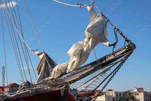 Fragment of a beautiful sailing ship in the Adriatic Sea