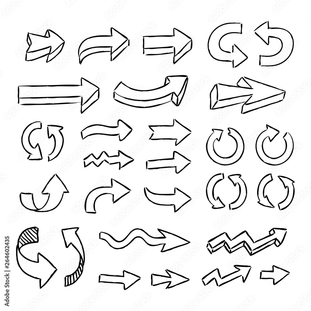 Hand drawn arrows, infographics doodle elements. Hand drawn arrows, infographics doodle elements.