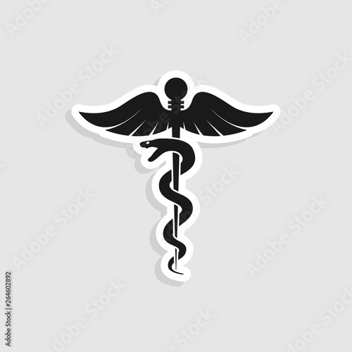 medical snake health symbol. line art. Modern depiction of the caduceus, vector silhouette.