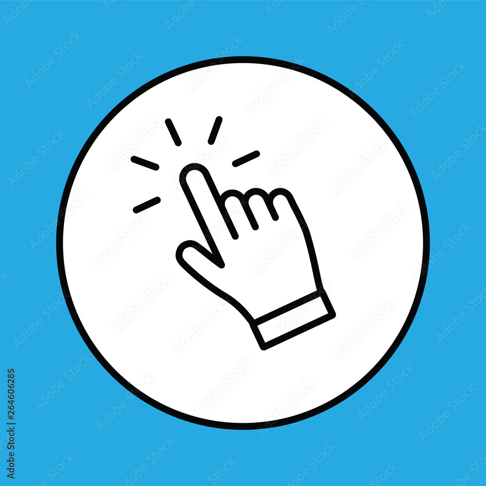 Obraz premium Hand clicking linear icon. Click finger.