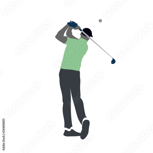 Golf player logo, isolated vector silhouette