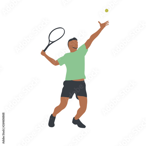 Tennis player isolated vector drawing, abstract silhouette. Forehand. Individual sport, active people © krustovin