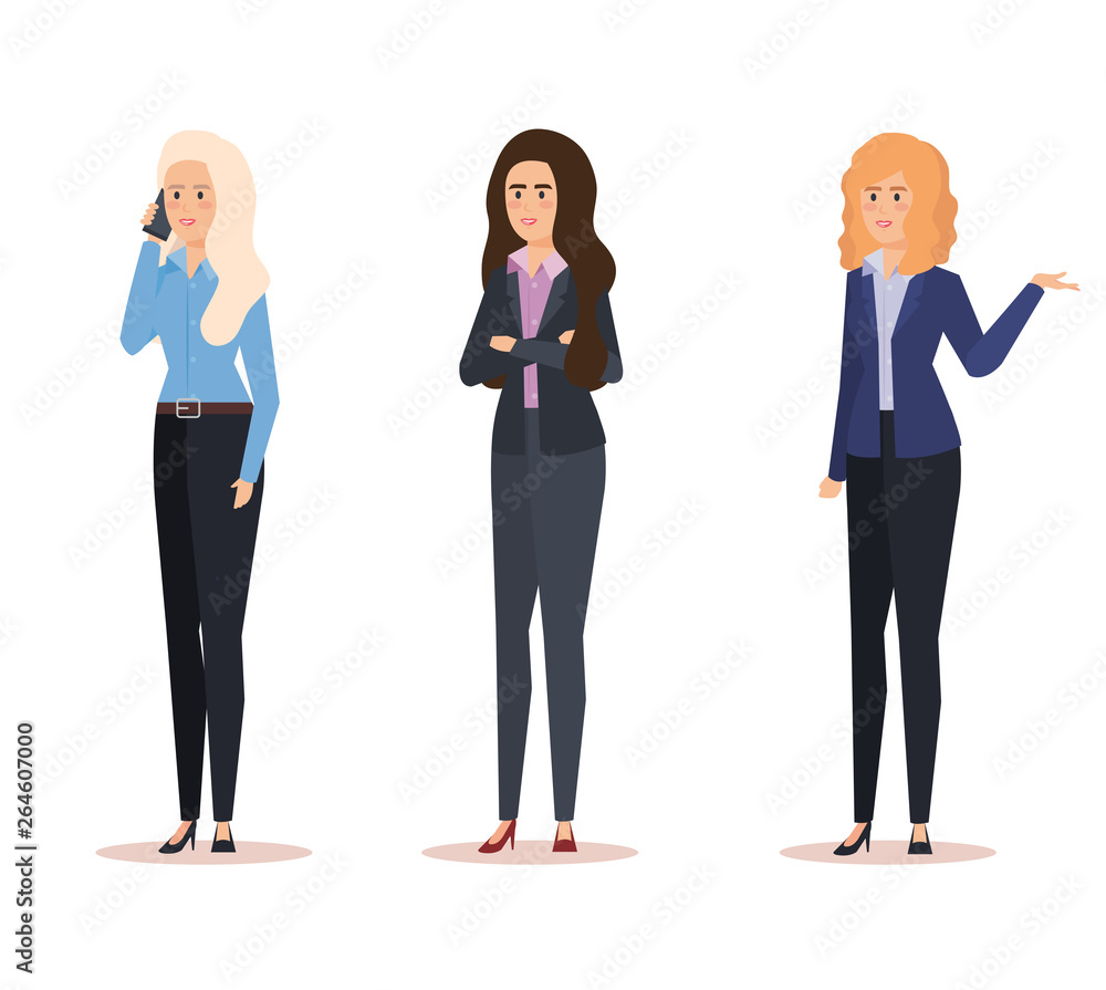 Obraz premium set businesswomen with professional company success