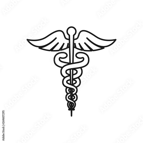Caduceus icon. Medicine and health care concept vector. Modern thin line sign.