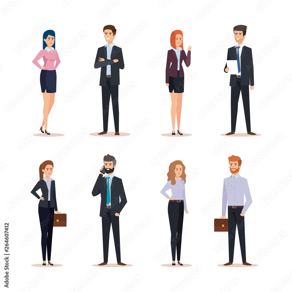 executive businessmen and businesswomen with briefcase and documents executive businessmen and businesswomen with briefcase and documents