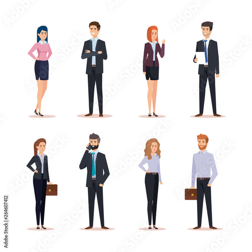 executive businessmen and businesswomen with briefcase and documents © Gstudio