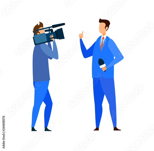 Breaking News, Reportage Flat Vector Illustration