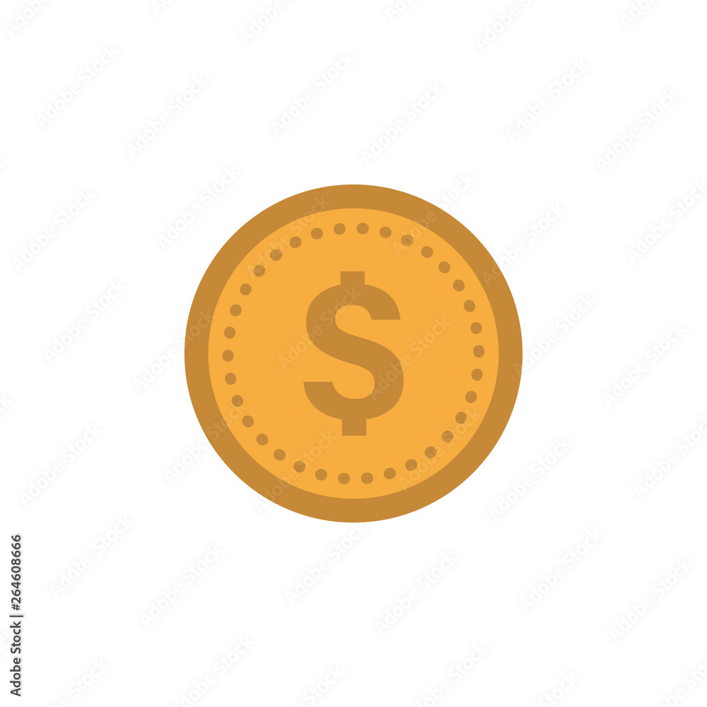 Dollar coin vector icon, flat illustration. Dollar coin vector icon, flat illustration.
