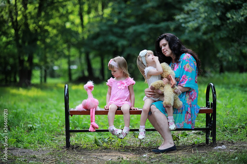 Mom with two daughters twins