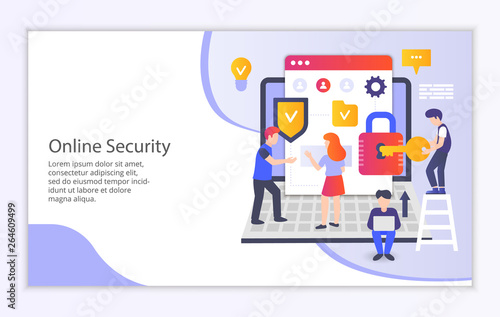Creative website template of online security concept