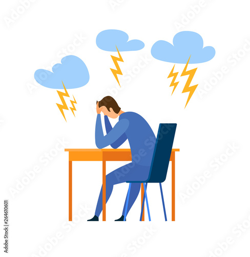 Burnout, Life Problem Flat Vector Illustration