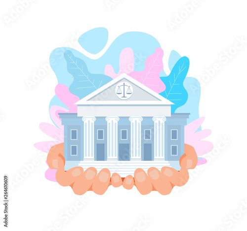 US Supreme Court Building Flat Vector Illustration