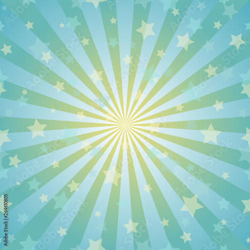 Sunlight abstract background. Powder yellow and blue color burst background with shining stars.